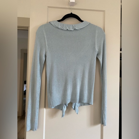 Light Blue Ruffled Cardigan - Picture 2 of 7